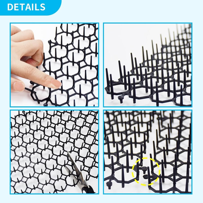 HakyPaky 16 x 8 Inch Cat Scat Mat with Spikes, Scat Mat for Cats Cat Deterrent Mat Digging Stopper Repellent Spike Mat 12 Pack - Image 3